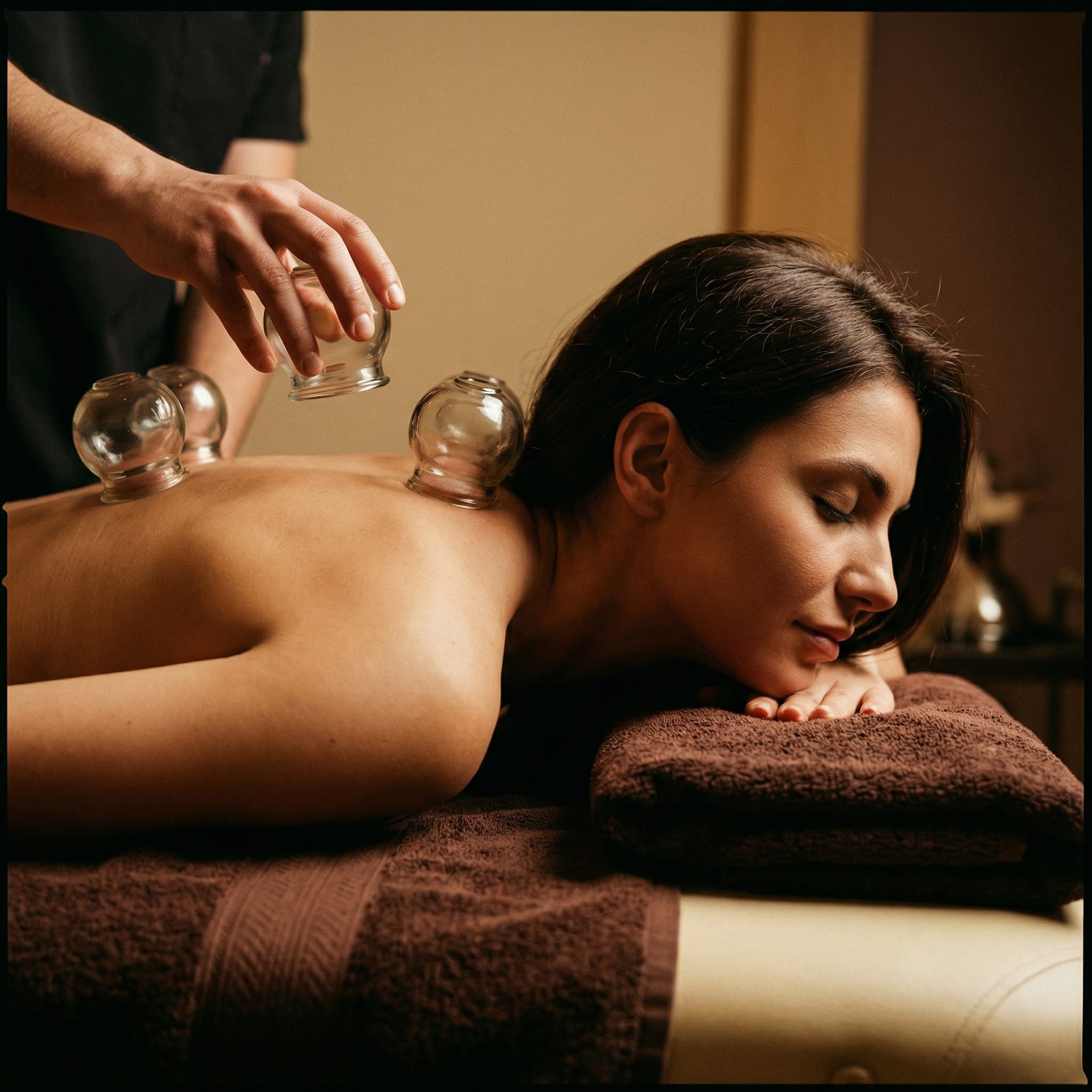 Praticien effectuant une séance de cupping thérapie à L'Isle-Adam